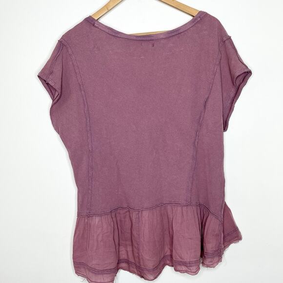 Kimchi Blue Distressed Ruffled Peplum Top Pink Womens M Boho Festival Grunge - Picture 7 of 7